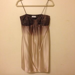 Calvin Klein brown champagne silk dress